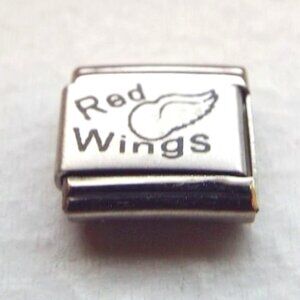 Red Wings and wings laser 9mm stainless steel italian charm bracelet link new